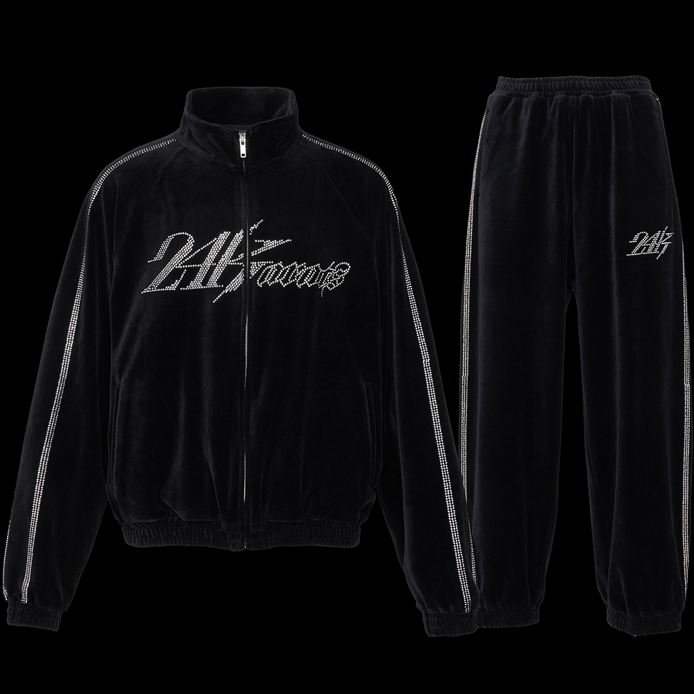 RHINESTONE VELOUR JERSEY SET-UP 詳細画像 Black 1