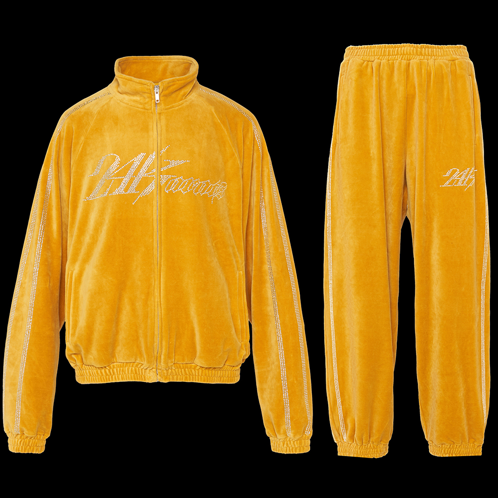 RHINESTONE VELOUR JERSEY SET-UP 詳細画像 Mustard 1