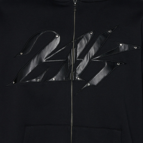 FUAX LEATHER PATCH FULL ZIP HOODIE 詳細画像 Black 3