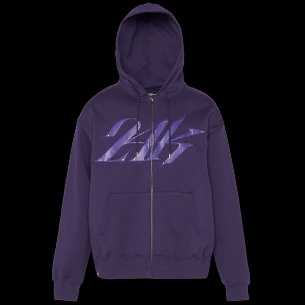 FUAX LEATHER PATCH FULL ZIP HOODIE 詳細画像 Purple 1