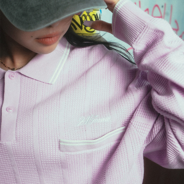 SHADOW STRIPE KNIT POLO LS 詳細画像 Black 10