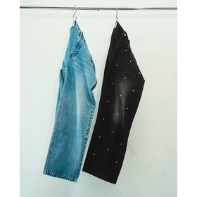 RHINESTONE DENIM BAGGY PANTS 詳細画像