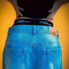 RHINESTONE DENIM BAGGY PANTS 詳細画像