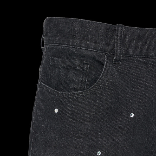 RHINESTONE DENIM BAGGY PANTS 詳細画像 Black 6