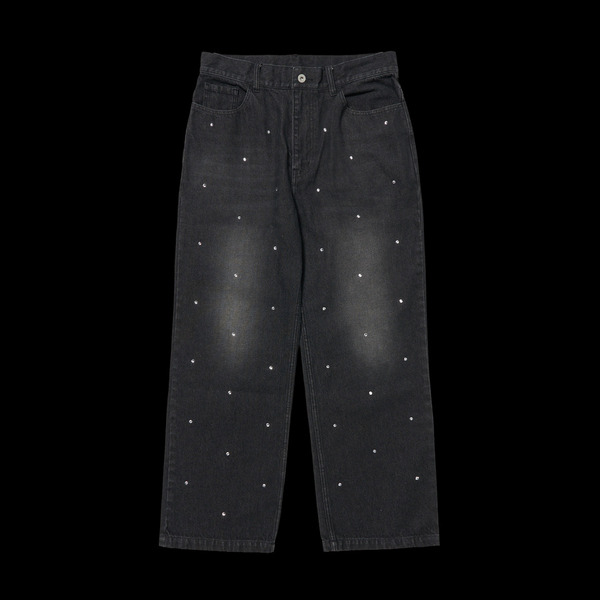 RHINESTONE DENIM BAGGY PANTS