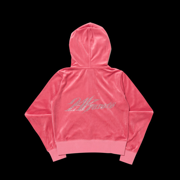 WMNS RHINESTONE VELOUR HOODIE 詳細画像 Pink 1